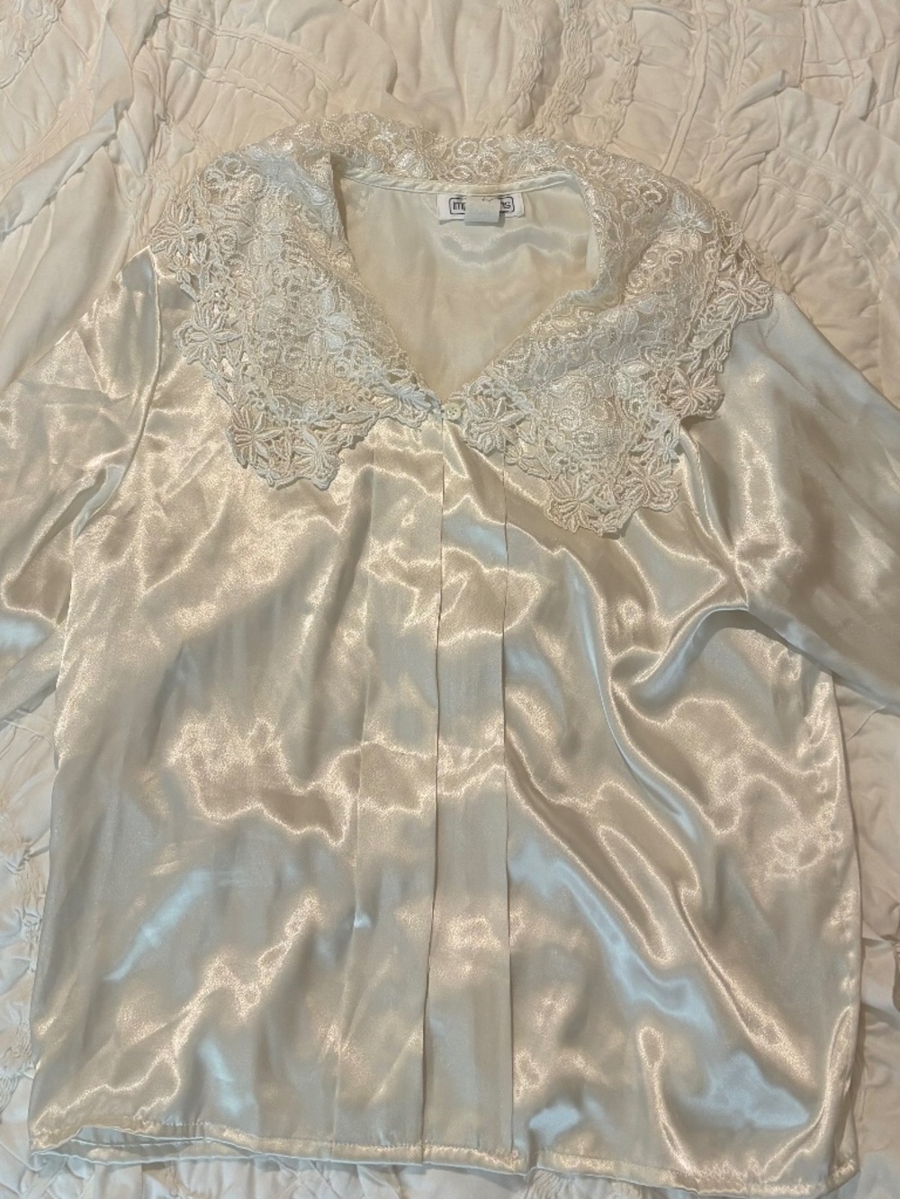 Vintage White Satin Blouse